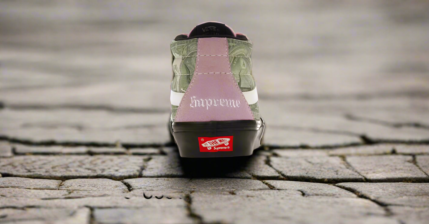 Supreme x Vans Men’s NIB Grosso Mid Dollar Pink Sneaker Size M 8.5