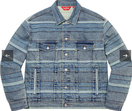 “Supreme Layered Denim Trucker Jacket XL – Rare Streetwear Icon”